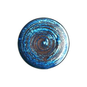 Niebieski talerz ceramiczny MIJ Copper Swirl, ø 29 cm obraz