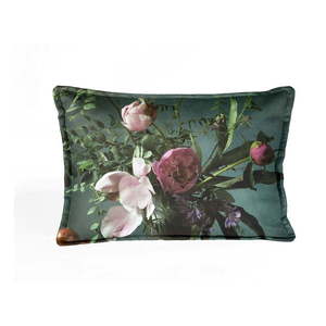 Zielona aksamitna poduszka z kwiatowym wzorem Velvet Atelier Bodegon, 50x35 cm obraz