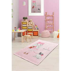 Różowy antypoślizgowy dywan dziecięcy Chilai Best Friend, 100x160 cm obraz