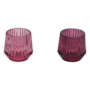 Zestaw 2 różowych szklanych świeczników na tealighty Ego Dekor, ø 7 cm obraz
