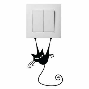 Czarna naklejka na wyłącznik światła Ambiance Acrobat Cat obraz