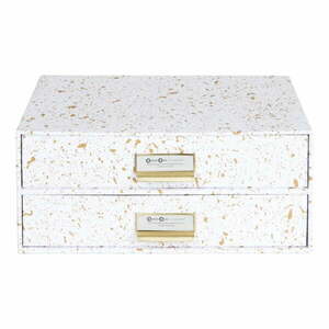 Organizer z 2 szufladkami w biało-złotym kolorze Bigso Box of Sweden Birger obraz