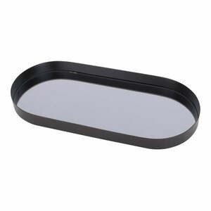 Czarna taca z lustrem dymionym PT LIVING Oval, szer. 18 cm obraz