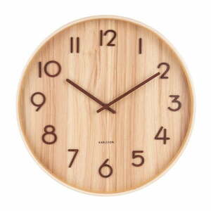 Jasnobrązowy zegar ścienny z drewna lipy Karlsson Pure Medium, ø 40 cm obraz