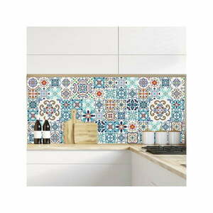 Zestaw 60 naklejek ściennych Ambiance Tiles Azulejos Antibes, 10x10 cm obraz