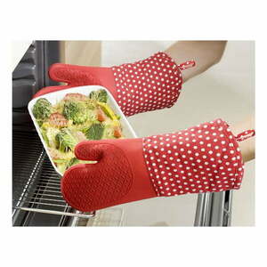 Zestaw 2 czerwonych rękawic kuchennych z silikonu Wenko Oven obraz