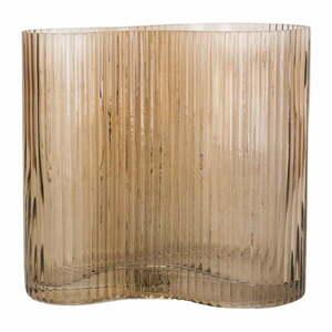 Jasnobrązowy szklany wazon PT LIVING Wave, wys. 18 cm obraz