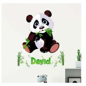 Komplet naklejek z pandą i literkami Ambiance Bamboo obraz