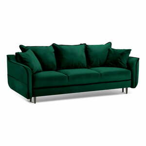 Zielona aksamitna sofa rozkładana Kooko Home Basso obraz