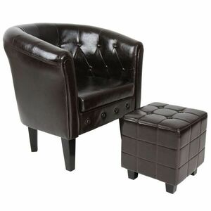 Krzesło ze stołkiem Chesterfield, brązowym obraz
