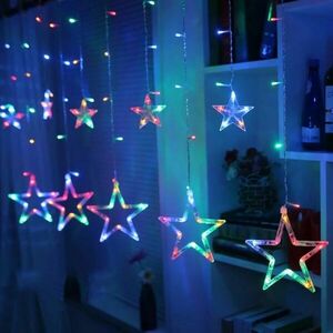 Dekoracja świąteczna - świecące gwiazdki, 150 LED, kolorowe obraz