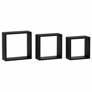Półka ścienna zestaw 3 szt., czarny matowy, 30 x 11, 7, 27 x 11, 7, 24 x 11, 7 cm obraz