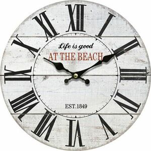 Drewniany zegar ścienny At the beach, śr. 34 cm obraz