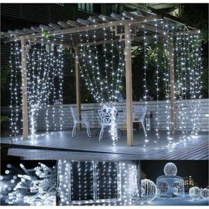 Świąteczna kurtyna świetlna - 3x3m, 300 LED, zimna biel obraz