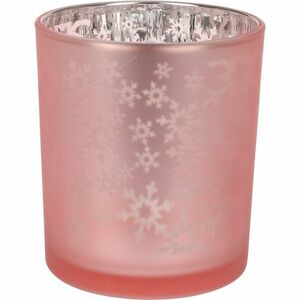 Świecznik szklany Snowflakes, 10 x 12 cm, różowy obraz