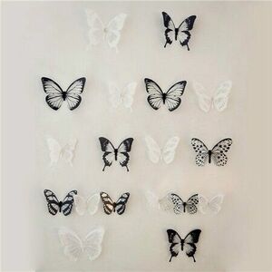 Naklejki 3D motyle czarno-biały, 18 szt. obraz