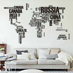 Naklejka dekoracyjna Mapa Świata z liter obraz