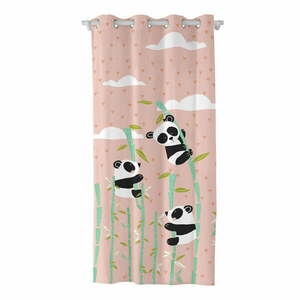 Różowa dziecięca bawełniana zasłona Moshi Moshi Panda Garden, 140x265 cm obraz