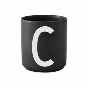 Czarny porcelanowy kubek Design Letters Alphabet C, 250 ml obraz