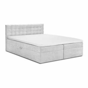 Jasnoszare łóżko boxspring ze schowkiem 180x200 cm Jade – Mazzini Beds obraz