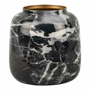 Czarno-biały żelazny wazon PT LIVING Marble, wys. 12, 5 cm obraz