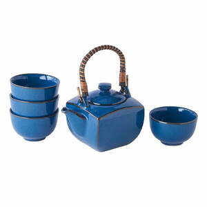 5-częściowy niebieski zestaw do herbaty z ceramiki MIJ obraz