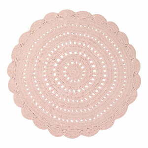 Różowy ręcznie haftowany dywan z bawełny Nattiot Alma, ø 120 cm obraz