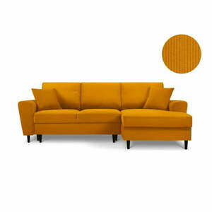Pomarańczowy rozkładany sztruksowy narożnik Kooko Home Jazz, prawostronny obraz