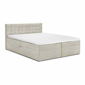 Beżowe łóżko boxspring ze schowkiem 160x200 cm Jade – Mazzini Beds obraz