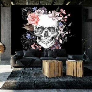 Tapeta samoprzylepna czaszka z kwiatami - Czaszka i kwiaty obraz