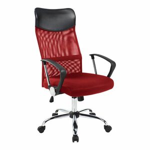 Ergonomiczne krzesło biurowe z podwyższonym oparciem, w 3 kolorach - czerwone obraz