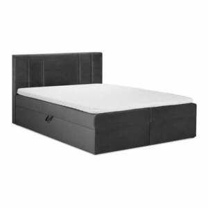 Ciemnoszare łóżko boxspring ze schowkiem 200x200 cm Afra – Mazzini Beds obraz