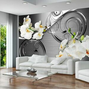 Tapeta samoprzylepna orchidea na srebrnym tle - Oczekiwanie obraz