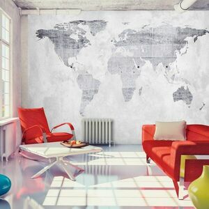 Tapeta samoprzylepna szara mapa świata - Mapa betonowa obraz