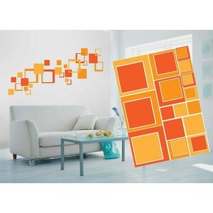 Dekoracyjne naklejki na ścianę z pomarańczowych kwadratów obraz