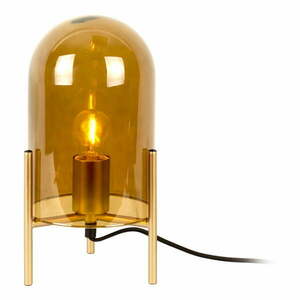 Musztardowa szklana lampa stołowa Leitmotiv Bell, wys. 30 cm obraz