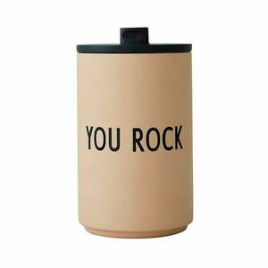 Beżowy kubek termiczny 350 ml You Rock – Design Letters obraz