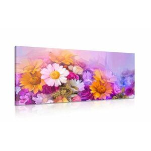 Obraz olejny przedstawiający kolorowe kwiaty obraz