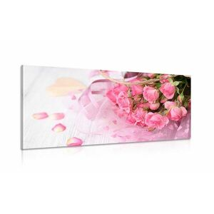 Obraz romantyczny różowy bukiet róż obraz