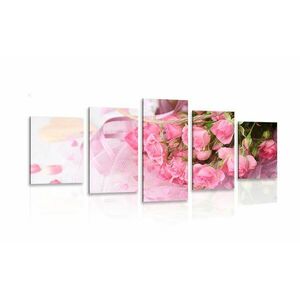5-częściowy obraz romantyczny różowy bukiet róż obraz