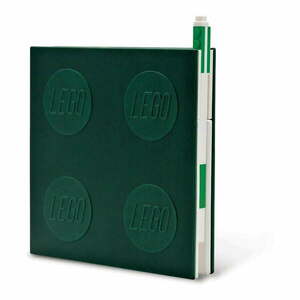 Zielony kwadratowy notatnik z długopisem żelowym LEGO®, 15, 9x15, 9 cm obraz