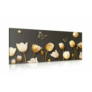 Obraz tulipany ze złotym motywem obraz