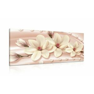 Obraz luksusowa magnolia z perłami obraz