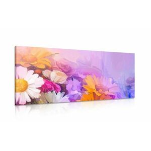 Obraz olejny przedstawiający kwiaty w żywych kolorach obraz
