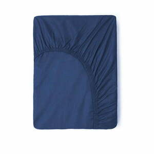 Ciemnoniebieskie bawełniane prześcieradło elastyczne Good Morning, 180x200 cm obraz