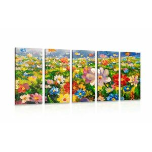 5-częściowy obraz malarstwo olejne kwiaty polne obraz