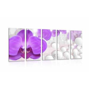 5-częściowy obraz orchidea na abstrakcyjnym tle obraz