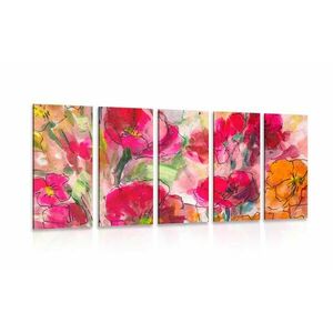 5-częściowy obraz malowane kwiatowe zacisze obraz