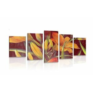 5-częściowy obraz przebudzenie pomarańczowej lilii obraz