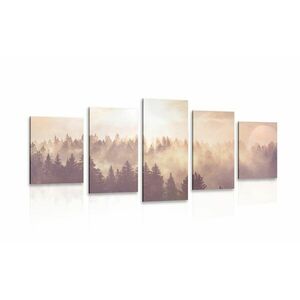 5-częściowy obraz mgła nad lasem obraz